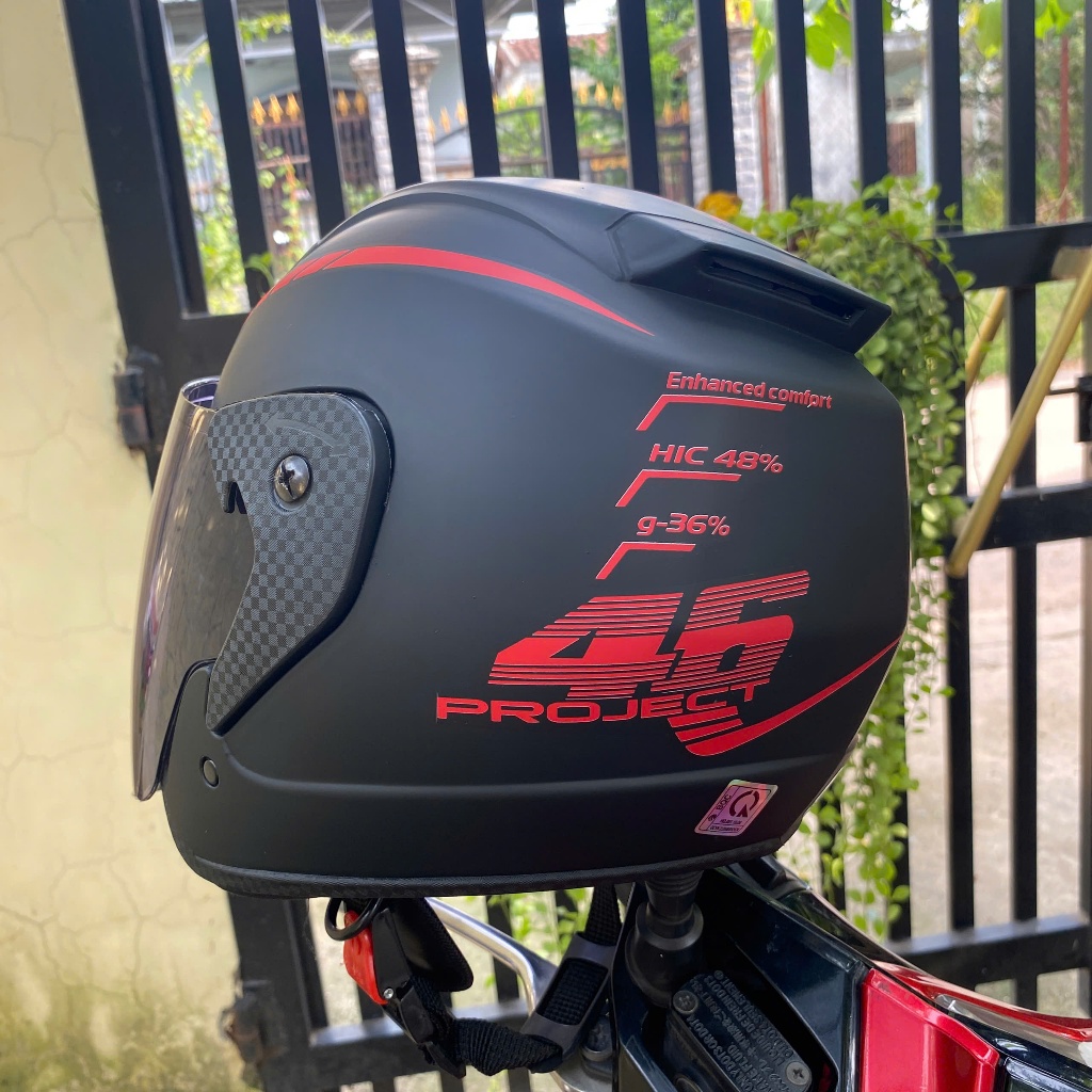 [ MÀU ĐỎ ] Mũ Bảo Hiểm 3/4 RZX tem 46 Helmet chính hãng
