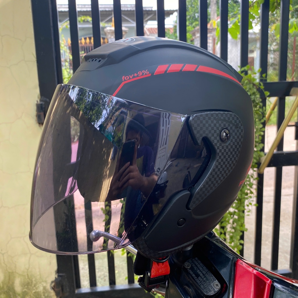 [ MÀU ĐỎ ] Mũ Bảo Hiểm 3/4 RZX tem 46 Helmet chính hãng