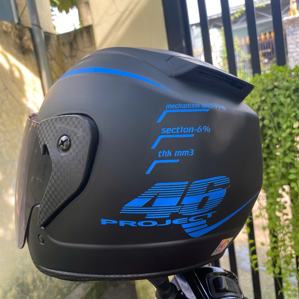 [ MÀU XANH DƯƠNG ] Mũ Bảo Hiểm 3/4 RZX tem 46 Helmet chính hãng
