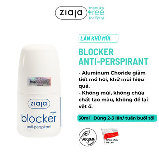 Lăn Khử Mùi Ziaja Blocker Kiểm Soát Mồ Hôi Vùng Nách, Thấm Nhanh, Không Để Lại Vệt Trên Áo 60ml