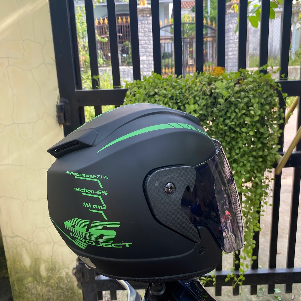 [ MÀU XANH LÁ ] Mũ Bảo Hiểm 3/4 RZX tem 46 Helmet chính hãng