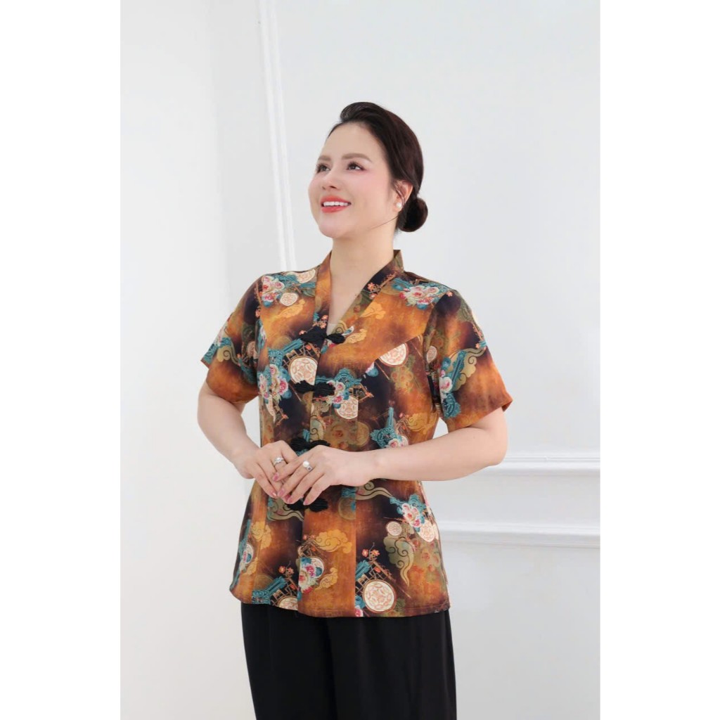 [ Sẵn HCM ] Đồ bộ trung niên, Sét đồ kiểu cho các mẹ,quần dài ống rộng, chất lụa hàn thoáng mát  Ms68 HAN.T SHOP