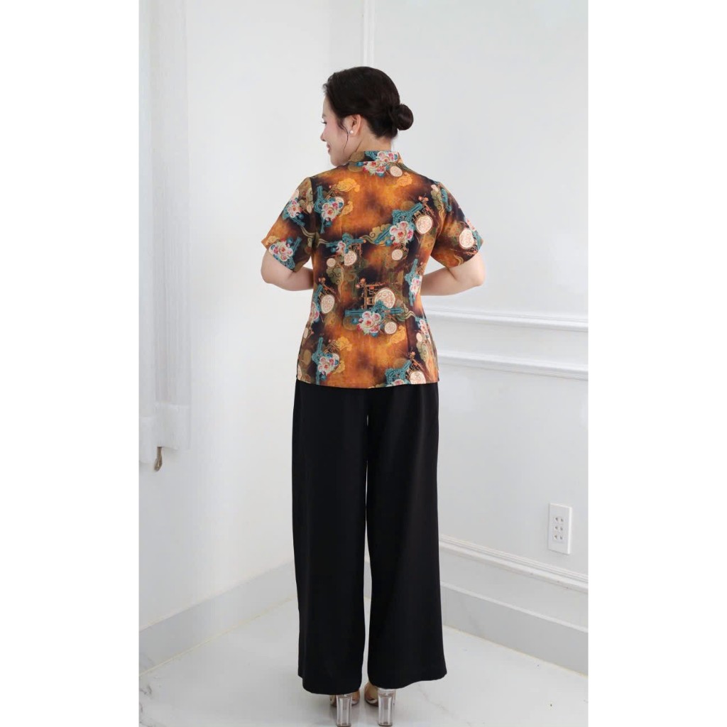 [ Sẵn HCM ] Đồ bộ trung niên, Sét đồ kiểu cho các mẹ,quần dài ống rộng, chất lụa hàn thoáng mát  Ms68 HAN.T SHOP