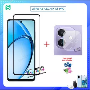 Combo kính cường lực Oppo A3 A3X A5i A5 Pro full màn hình + Dán bảo vệ camera chống trầy xước bụi bẩn