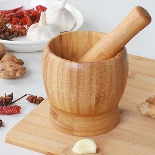 Cối giã tỏi ớt gỗ tre đa năng an toàn cho thực phẩm thiết kế chắc tay dễ dùng và dễ vệ sinh