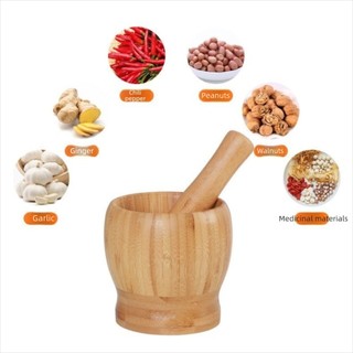 Cối giã tỏi ớt gỗ tre đa năng an toàn cho thực phẩm thiết kế chắc tay dễ dùng và dễ vệ sinh