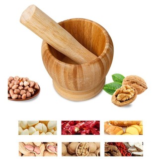 Cối giã tỏi ớt gỗ tre đa năng an toàn cho thực phẩm thiết kế chắc tay dễ dùng và dễ vệ sinh