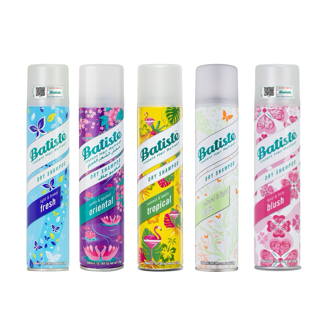 [CHÍNH HÃNG] Dầu Gội Khô Batiste 200ml – Làm Sạch Tóc Nhanh – Phồng Gấp 5 Lần – Cân Bằng Dầu – Tóc Thơm Tức Thì