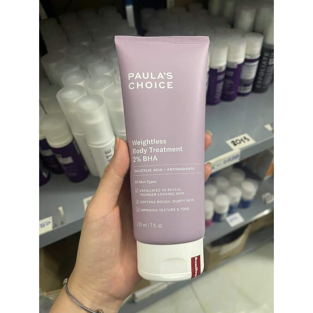 [HÀNG CTY]Kem dưỡng thể 2% BHA Paula's Choice Weightless Body Treatment Giảm Mụn Viêm, Viêm Nang Lông Body 60ml/210ML