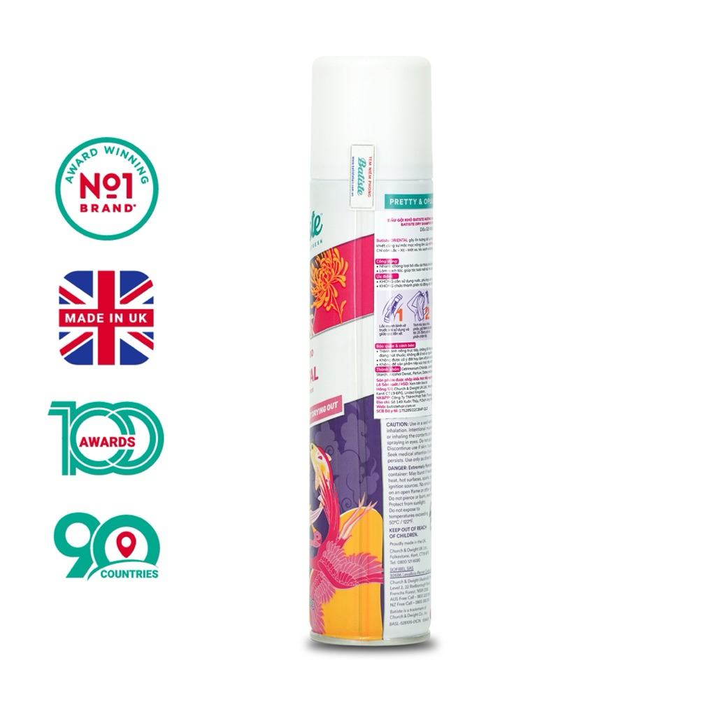 [CHÍNH HÃNG] Dầu Gội Khô Batiste 200ml – Làm Sạch Tóc Nhanh – Phồng Gấp 5 Lần – Cân Bằng Dầu – Tóc Thơm Tức Thì