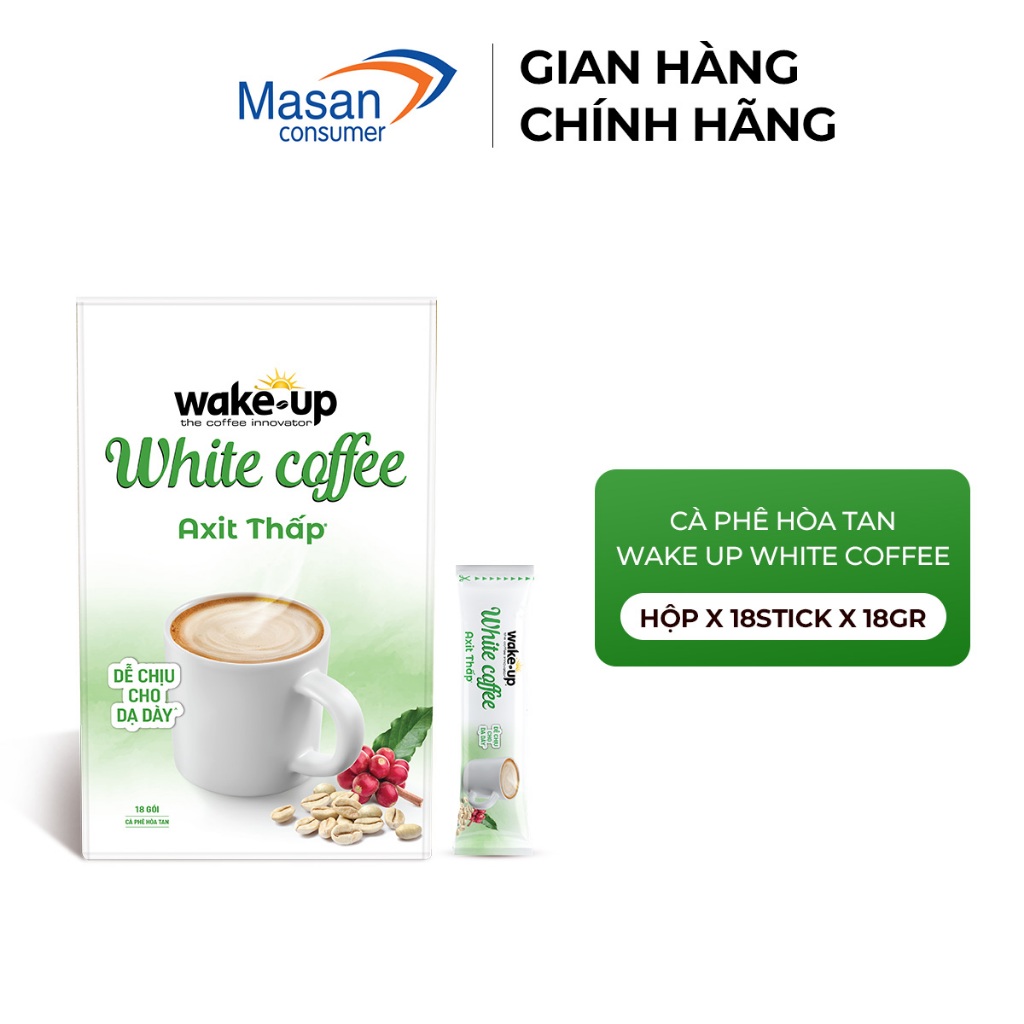 Cà phê hòa tan Wake up White Coffee hộp x 18stick x 18gr