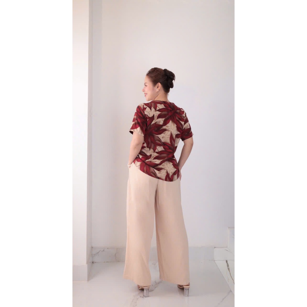 Đồ bộ trung niên, Sét đồ kiểu cho các mẹ,quần lửng suông, chất lụa hàn thoáng mát HAN.T [ Ms71 ]