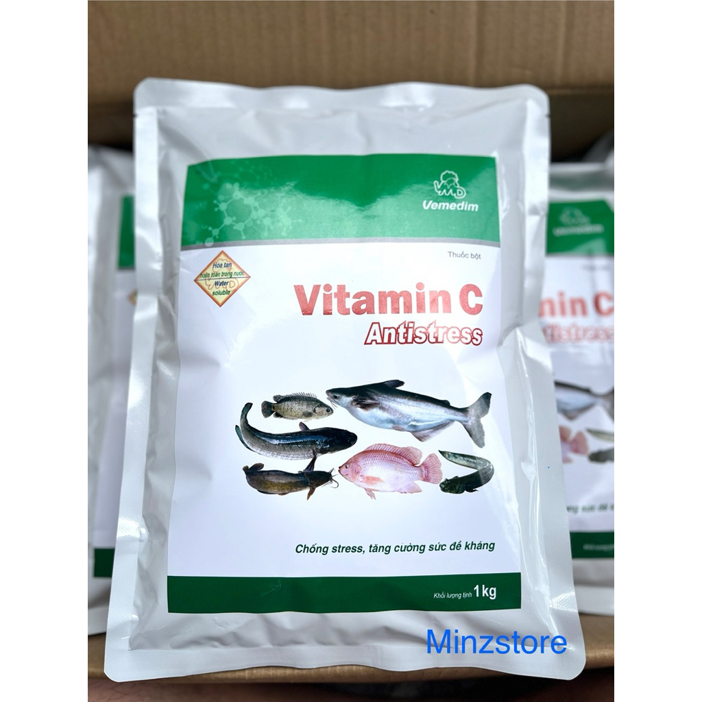 Vitamin C Antistress cá, tăng sức đề kháng, chống stress cho cá, gói 1kg Vemedim (loại tan)