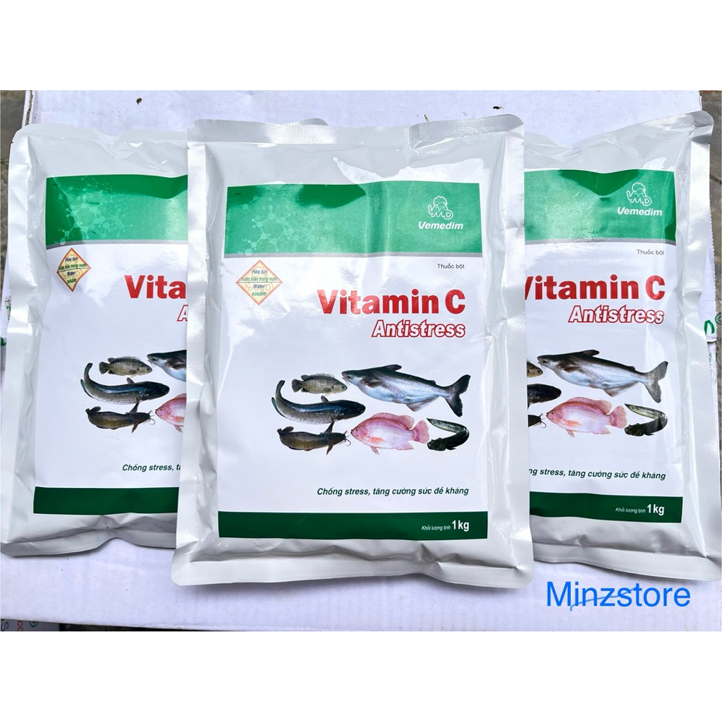 Vitamin C Antistress cá, tăng sức đề kháng, chống stress cho cá, gói 1kg Vemedim (loại tan)