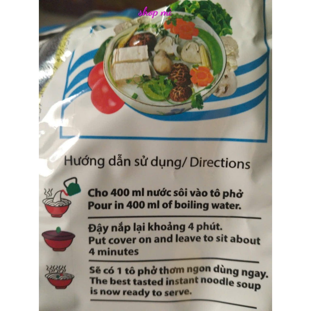 Thùng 30 gói phở chay, Hủ tiếu chay Nấm Hương 60gr hiệu Bích Chi