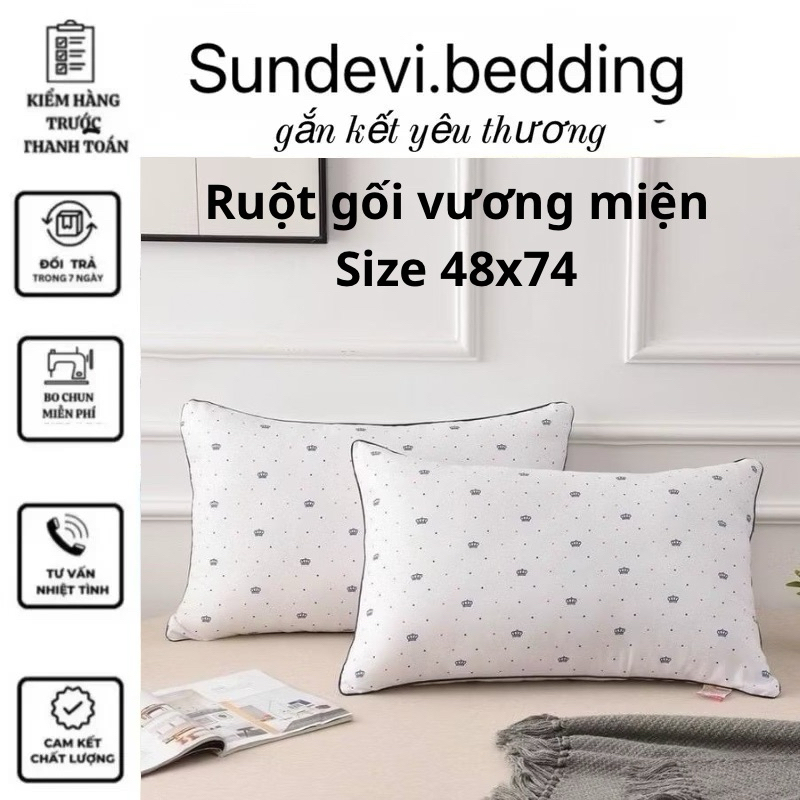 [1 Chiếc]Ruột gối 50x70cm Trần trám, Ruột gối vương miện Bông Sơ Tinh Khiết, Kháng Khuẩn