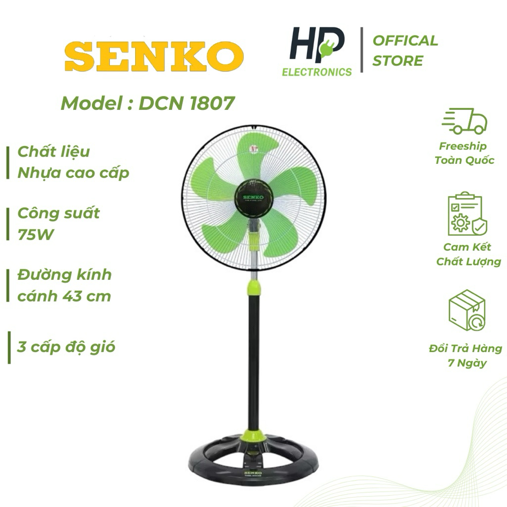[ Mã mới 2026 ] QUẠT ĐỨNG  SENKO 5 cánh / 7 cánh , DCN 1801 /  DST 1607 , CÔNG SUẤT 75W / 65W, CAO 113 cm - 124 cm