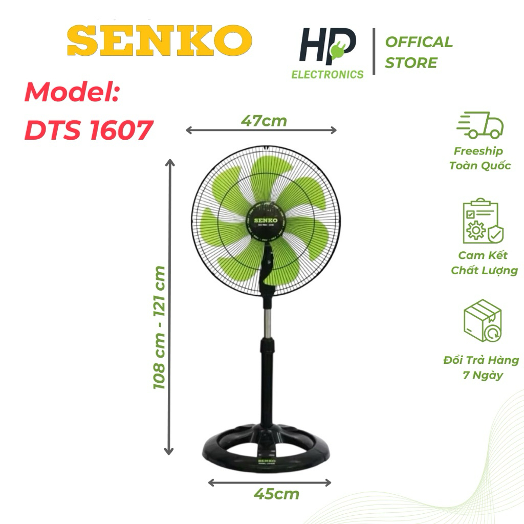 [ Mã mới 2026 ] QUẠT ĐỨNG  SENKO 5 cánh / 7 cánh , DCN 1801 /  DST 1607 , CÔNG SUẤT 75W / 65W, CAO 113 cm - 124 cm