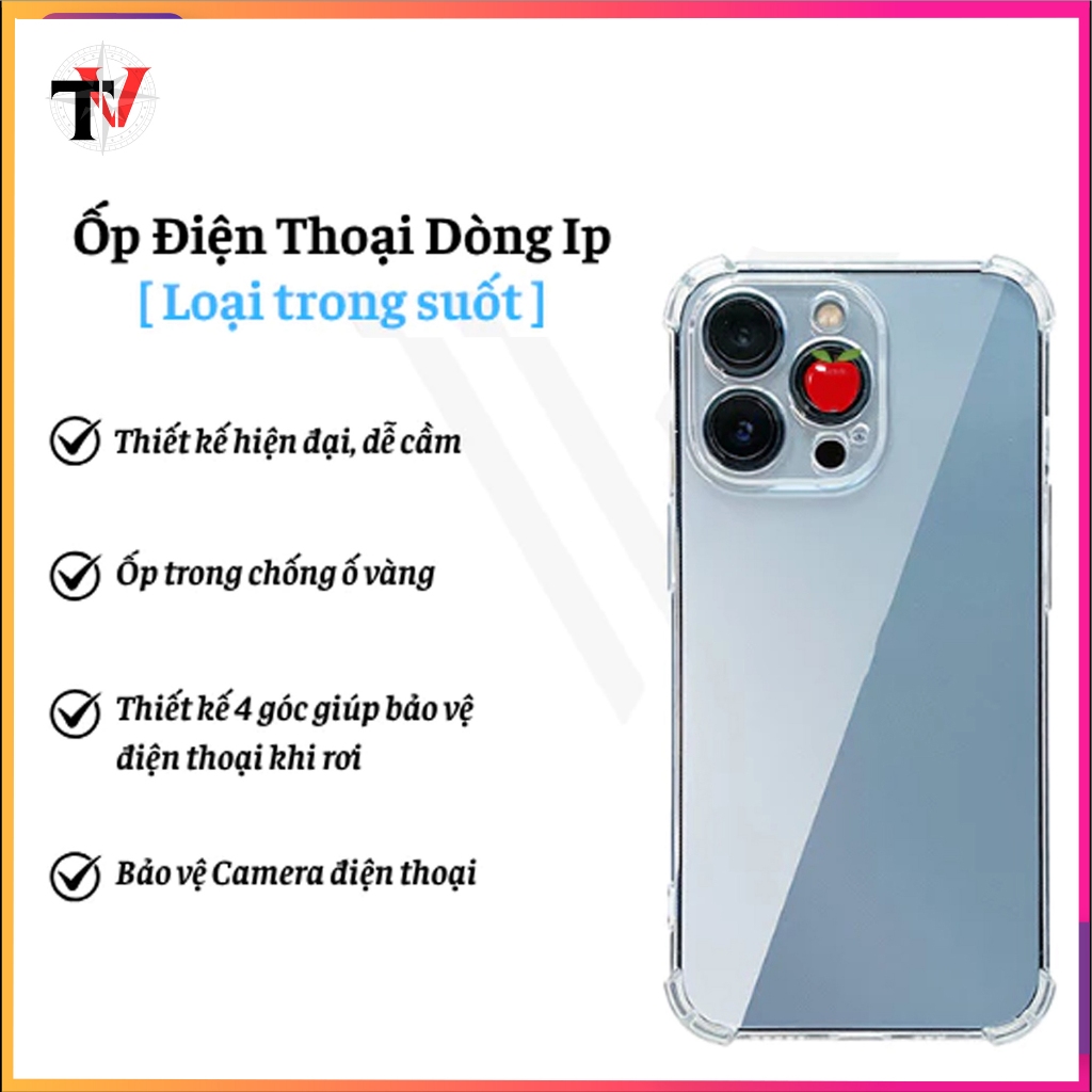 Ốp Trong Suốt Chống Sốc Bảo Vệ Bốn Góc Chống Sốc, Ốp Silicon Trong Suốt Hạn Chế Ố Vàng