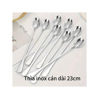 (Giá Sỉ) combo 8/12 Muỗng Sinh Tố Inox Dài 23cm Thìa Cà Phê Thép Không Rỉ