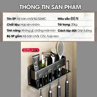 Kệ Giá Để Bàn Chải Kèm Cốc Đánh Răng đa năng, giá treo, giã đỡ bàn chải Dán Tường Chắc Chắn không cần khoan Tặng Keo