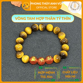 Vòng tam hợp thân tý thìn - Chất liệu mắt hổ vàng - khai quang điểm nhãn - may mắn tài lộc