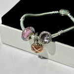 Vòng Tay Trái Tim Bạc Nữ Dây Mềm Mix Charm Treo Trái Tim Vô Cực Đính Đá Glass Hồng Qùa Tặng Ý Nghĩa The Áugust — ảnh 4