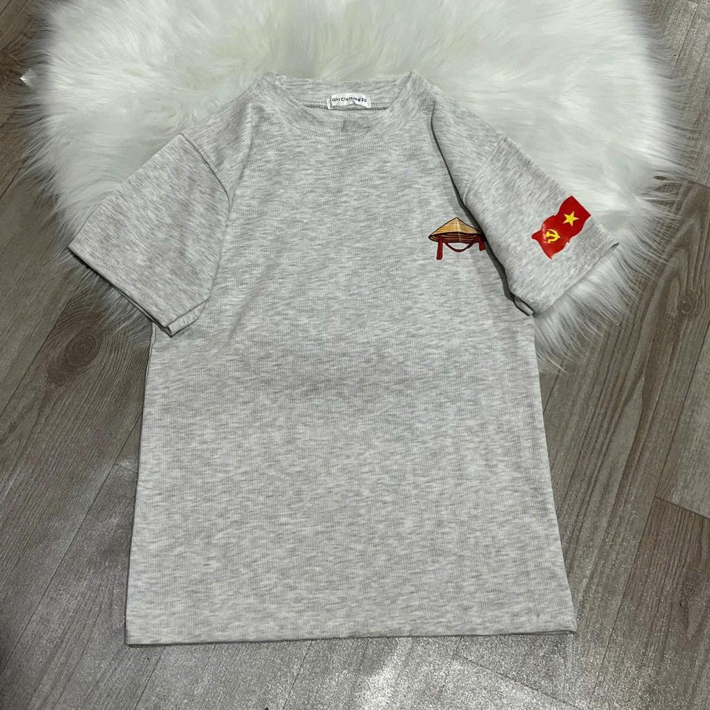 Áo thun babytee NỮ DÁNG ÔM in hình NÓN LÁ 3D CỜ VIỆT NAM chất Cotton tăm zip mềm mịn mẫu mới 2025