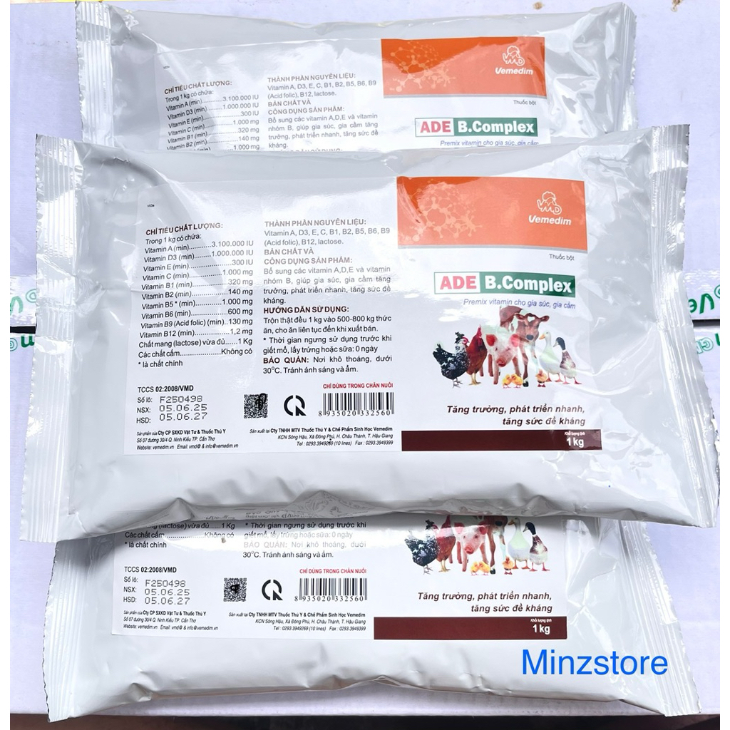 Vitamin ADE B COMPLEX Premix tăng đề kháng cho gia súc, gia cầm, gói (1kg)