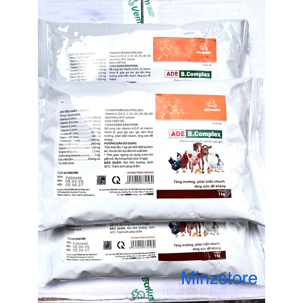 Vitamin ADE B COMPLEX Premix tăng đề kháng cho gia súc, gia cầm, gói (1kg)
