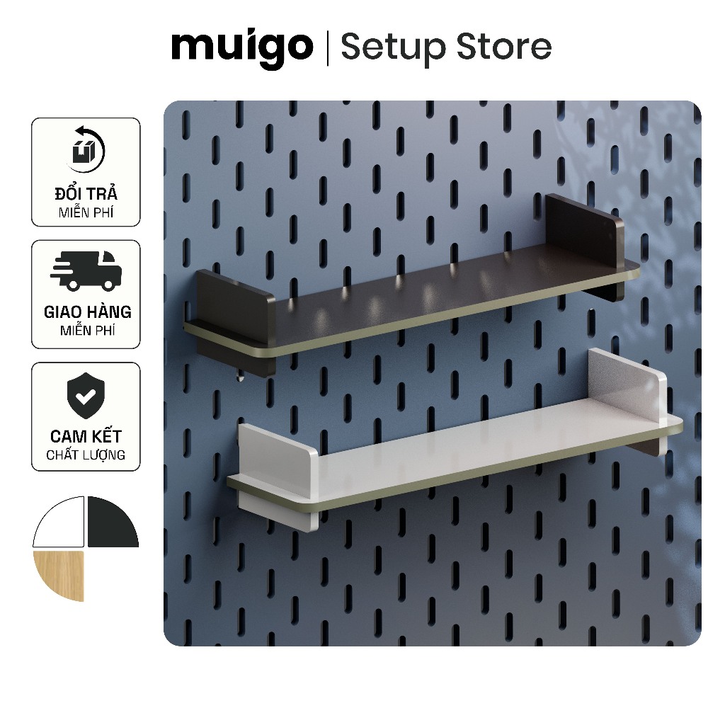 Kệ Gỗ Chữ U Có Vách Cho Bảng Pegboard (Kèm chân đỡ) | Phụ Kiện Pegboard Đa Nă