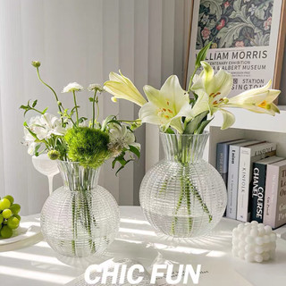Bình hoa thủy tinh dáng quả hồng, vân kính cao cấp, lọ hoa thủy tinh, bình bông