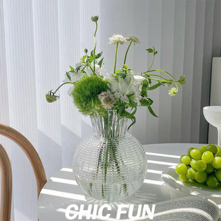 Bình hoa thủy tinh dáng quả hồng, vân kính cao cấp, lọ hoa thủy tinh, bình bông