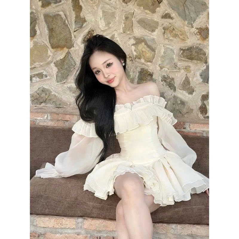 [TẶNG QUẦN/ SẴN] Đầm Váy Trễ Vai Dài Tay Bồng Xòe Đính Ngọc Tiểu Thư Công Chúa Siêu Xinh MS101