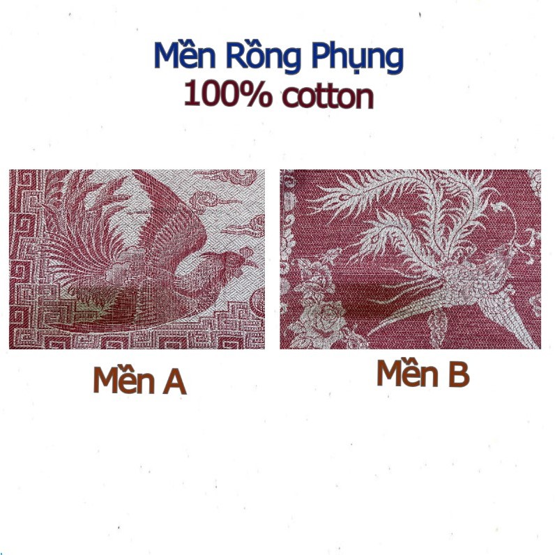 Chăn Mền chỉ cotton Rồng Phụng, hiệu Bình Minh, mền ủi đồ, mền xưa, cotton mền con công, 1m5x1m9