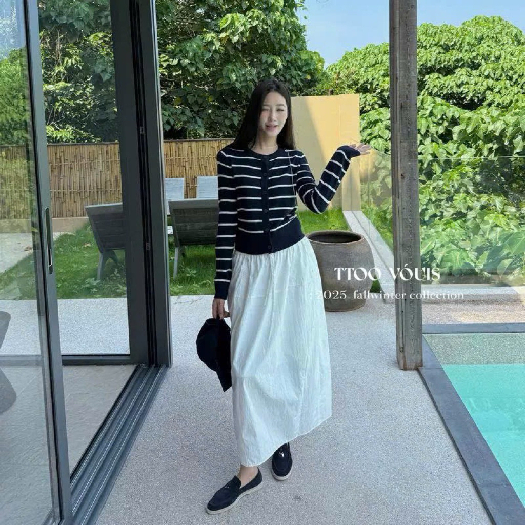 [SẴN] Áo khoác len Cardigan họa tiết kẻ 4 màu chất len đặc ý dặn hàng QC 1205