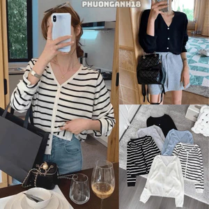 Áo Cardigan len cổ tim cúc cài 6 màu hàng QC 8811