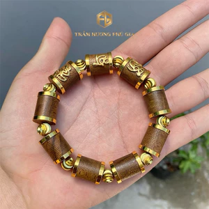 Vòng trầm hương mạ vàng cao cấp chữ Phúc lộc Thọ