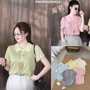 Áo len polo tay hến chữ ALO 5 màu hàng QC A142