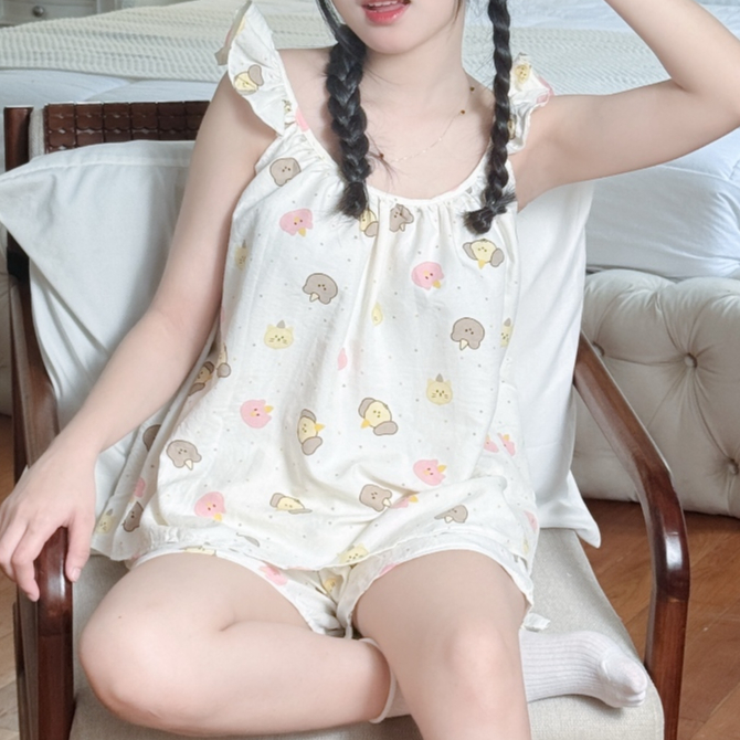 Đồ Bộ Nữ Mặc Nhà Mùa Hè Mát Mẻ Tay Cánh Tiên Quần Đùi Dễ Thương Form Rộng Bigsize - PONA