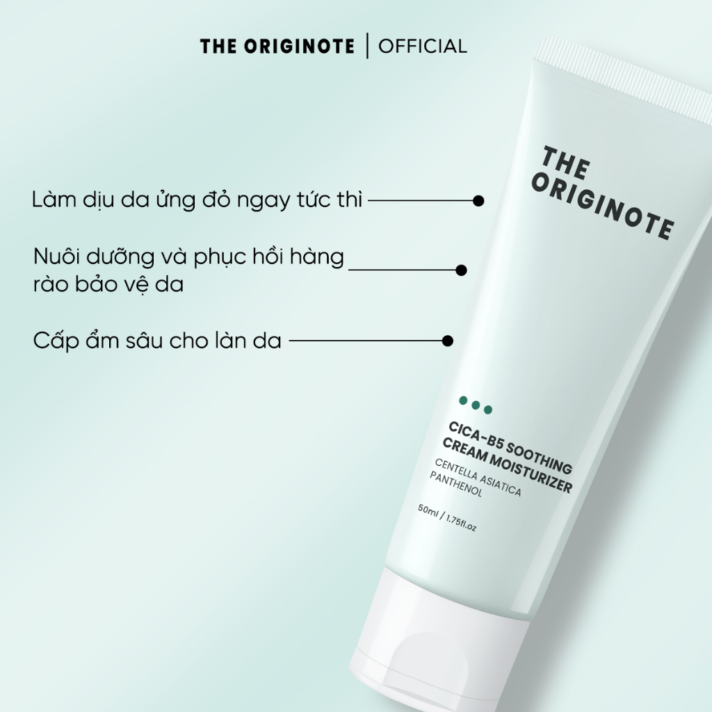 Kem dưỡng ẩm CICA B5 làm dịu da The Originote dưỡng ẩm phục hồi giảm mụn cải thiện hàng rào bảo vệ da Moisturizer