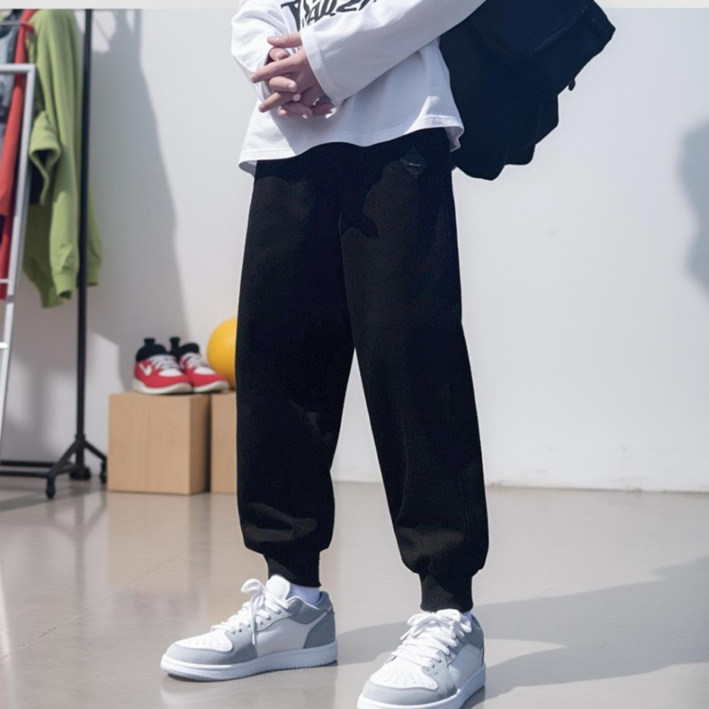 QUẦN Nỉ Bông Ngoại Basic Unisex LOẠI jogger bo ống nam nữ MÀU ĐEN XÁM TRƠN SSL