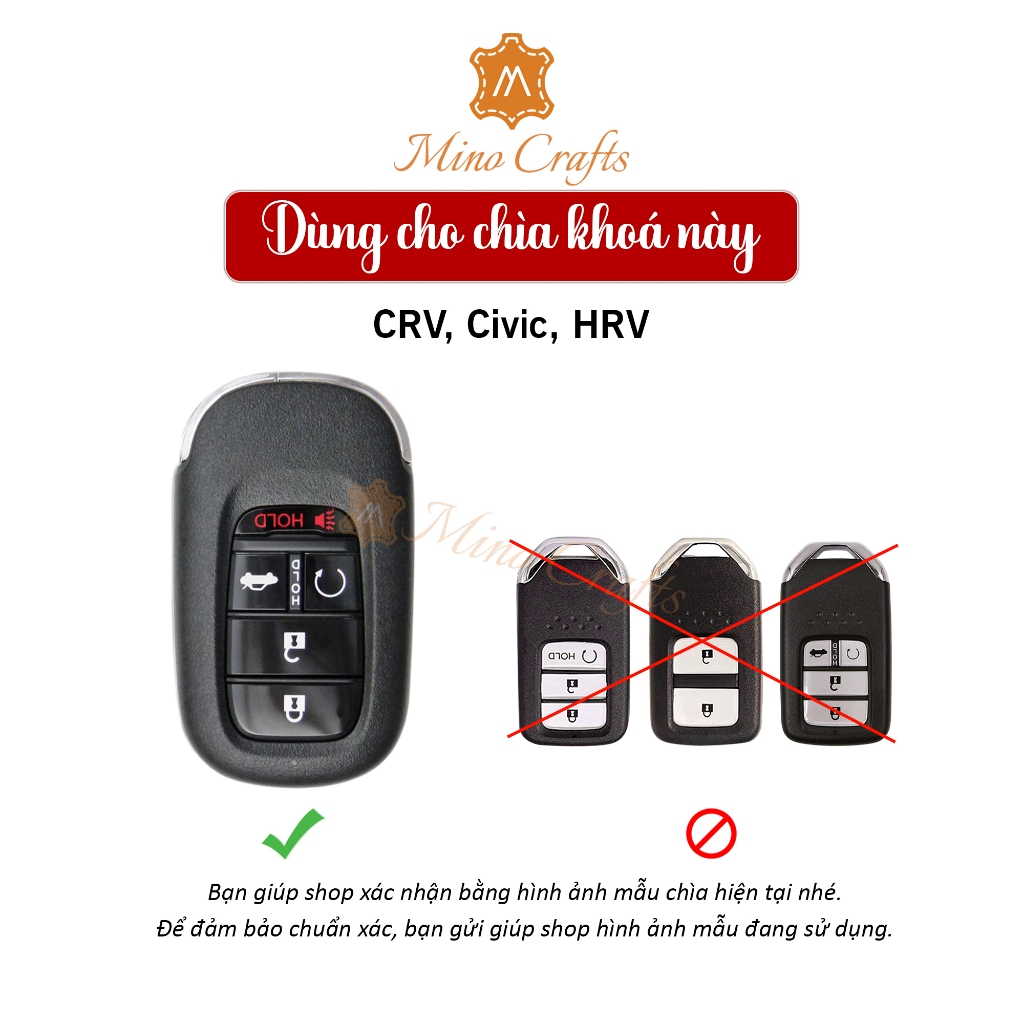 Mino Crafts - Bao chìa khóa Honda City  Civic Accord thủ công cao cấp - Da Bò Nhập Khẩu