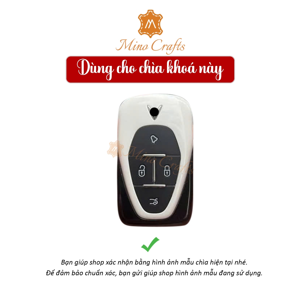 Mino Crafts - Bao da chìa khóa VINFAST VF6 ,7 ,8, 9 (2023-2025) - Chế tác thủ công, Da bò thật, Khắc tên