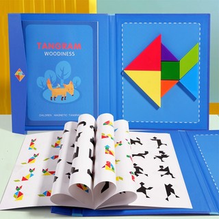 Đồ Chơi Gỗ Tangram Nam Châm Sách Ghép Hình Phát Triển Trí Tuệ Cho Bé