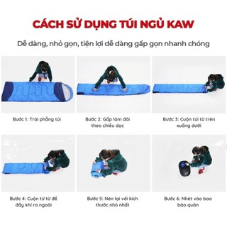 Túi Ngủ Gấp Gọn Kaw, Giữ Ấm Hiệu Quả, Chống Lạnh, Tiện Lợi Cho Văn Phòng, Du Lịch và Dã Ngoại