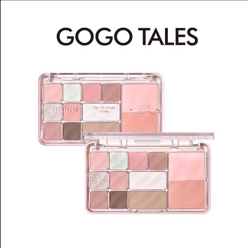 Bảng phấn mắt GOGO TALES phấn má kèm tạo khối 12 ô màu 4in1 Gogotales Heart Racing GT724 14.6g trang điểm xinh sáng mịn