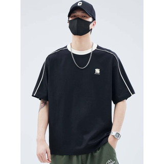 Áo Thun Nam Cổ Tròn Ngắn Tay Chất Liệu Vải Cotton Thêu Phối Màu Viền Né Thời Trang G17