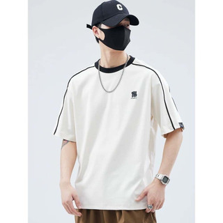 Áo Thun Nam Cổ Tròn Ngắn Tay Chất Liệu Vải Cotton Thêu Phối Màu Viền Né Thời Trang G17