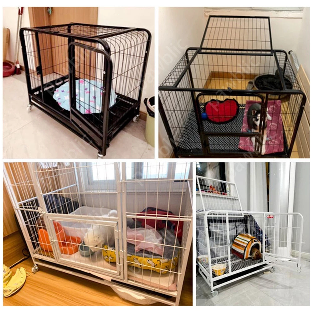 🐶GreenPets😸Chuồng Chó Lồng Chó Nan Ống Cao Cấp Có Bánh Xe Tặng Khay Dễ Di Chuyển Cho Chó Mèo Lớn
